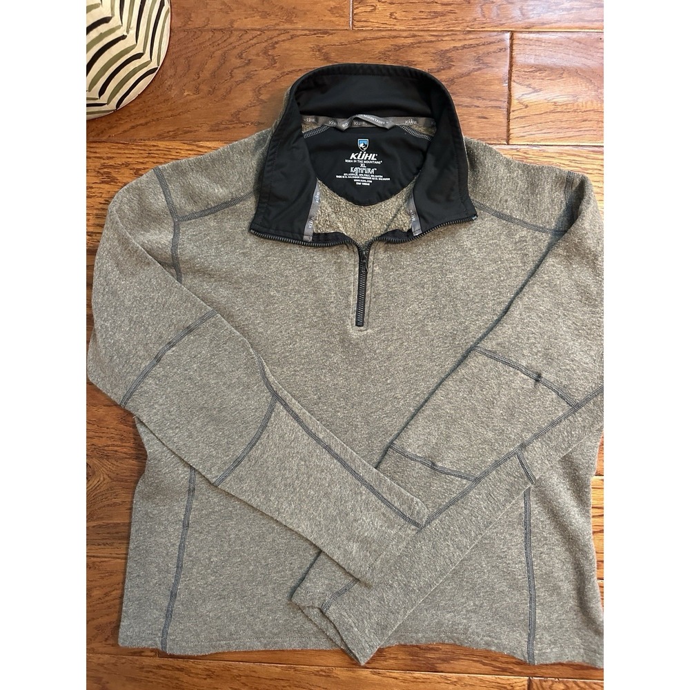 Kuhl Kashmira Fleece Pullover Sweater Mens XL 1/4 Zip Grey Heather Hiking